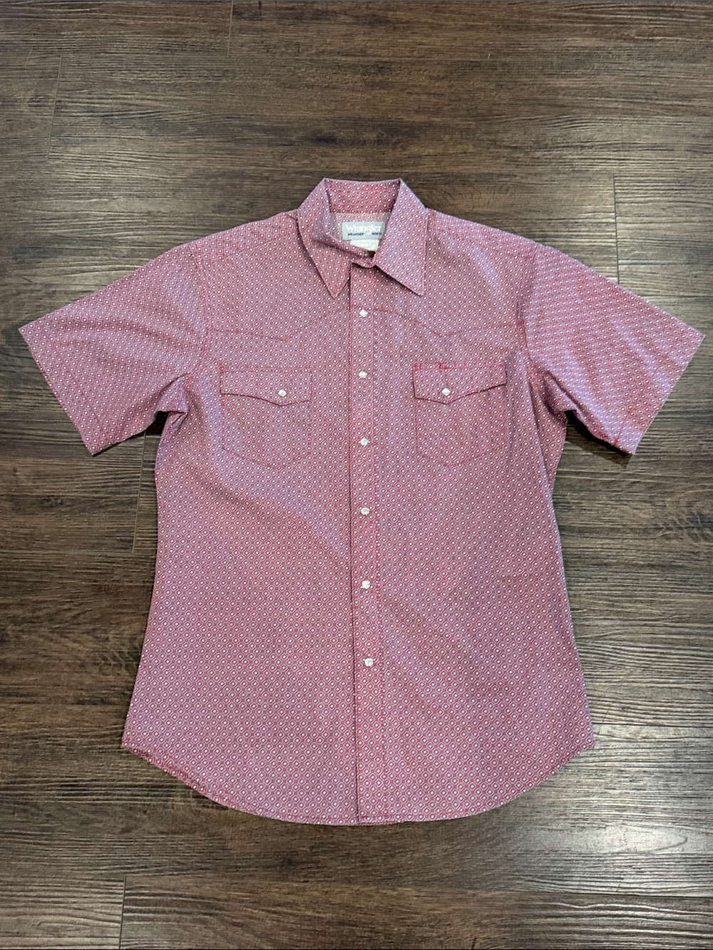 Wrangler Short-Sleeve Pink Geo Print Button-Down Shirt